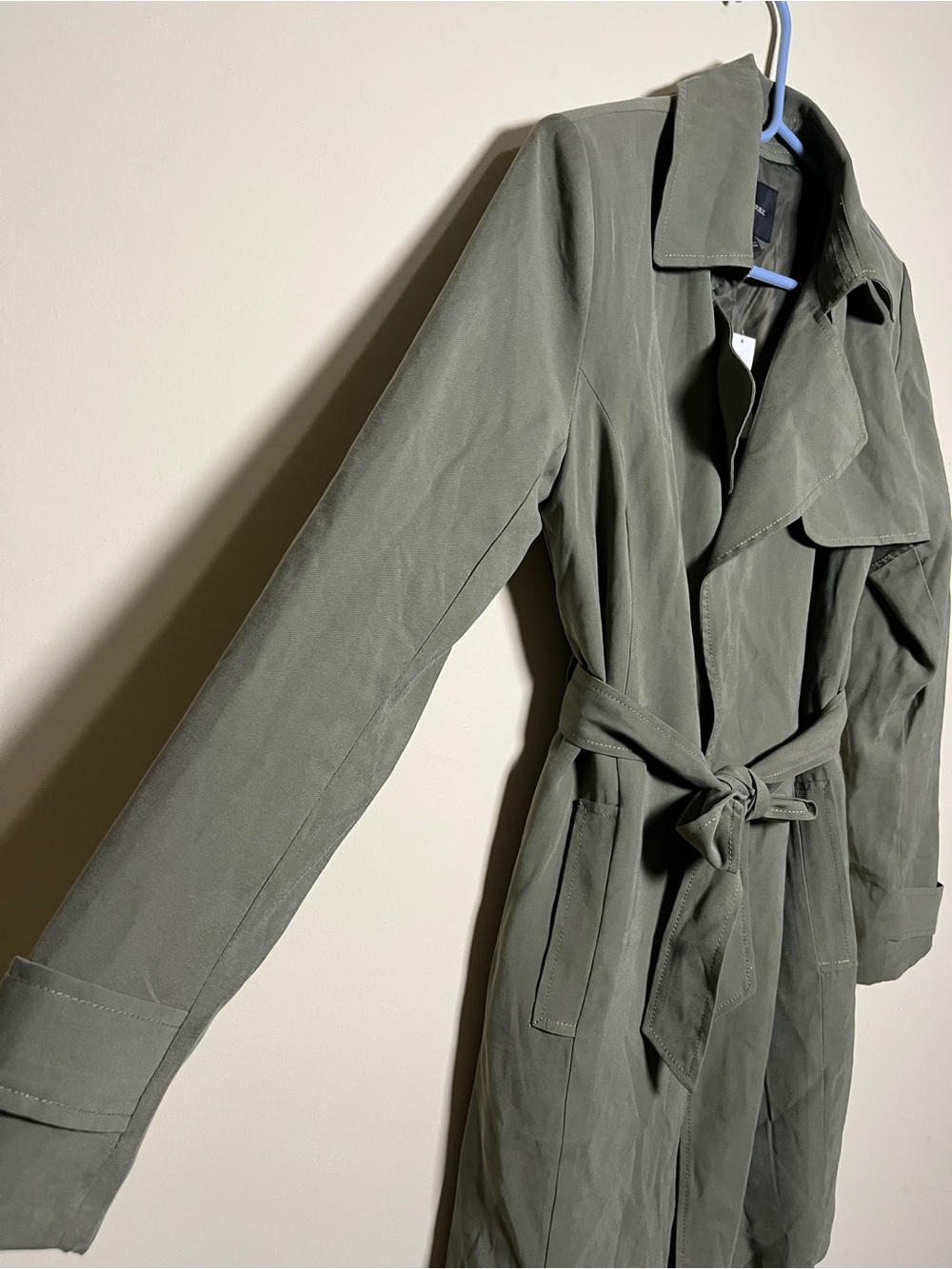 Banana Republic Olive Trench Coat Classic Open Front Tie Waist Women’s Size S - Picture 2 of 9